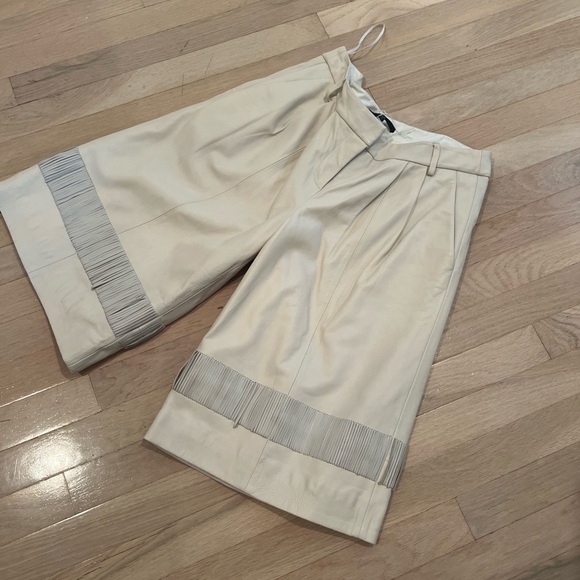 TIBI lamb leather shorts